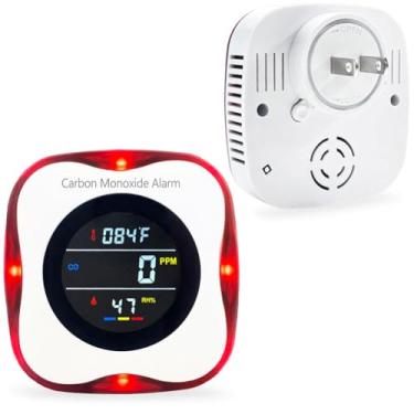 Imagem de Detector de monóxido de carbono conectado, WESHLGD 3 em 1, detectores de monóxido de carbono com sensor de temperatura/umidade, detector de monóxido de carbono para viagem com visor LCD colorido