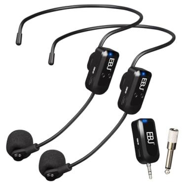 Imagem de EBJ Fone de ouvido sem fio 2,4 G, microfone de mão 2 em 1, transmissão estável de 30 m, carregamento USB duplo tipo C, compatível com alto-falantes, amplificador de voz, sistema PA (KX-620-2)