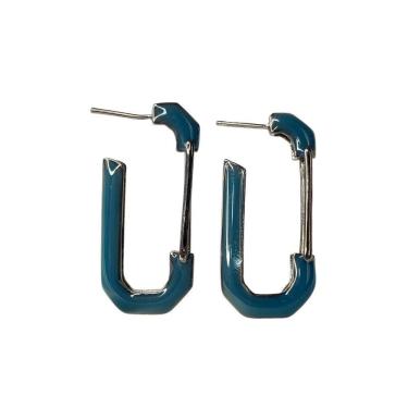 Imagem de Brinco Armazem Rr Bijoux Argola Resinado Azul Grafite