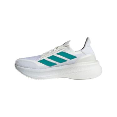 Imagem de adidas Tênis de corrida feminino Ultraboost 5X, Branco/azul-petróleo puro/cinza, 35
