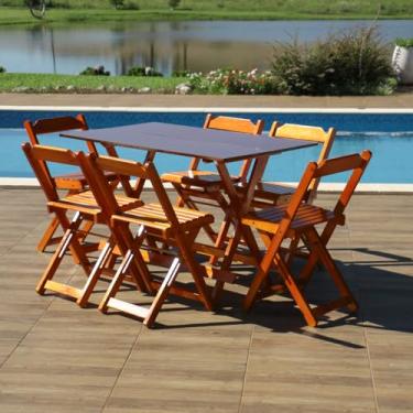 Imagem de Conjunto Dobrável 120x70 com 6 Cadeiras Mel - Móveis Britz