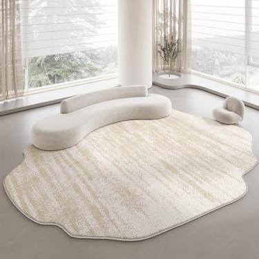 Imagem de Tapete de pelúcia macio e lavável para sala de estar, estilo creme, decoração de quarto, formato irregular, grosso (200x300 cm/B)