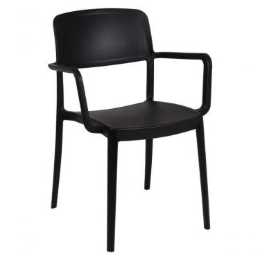 Imagem de Cadeira Tramontina Marta Em Polipropileno Preta Com Braços