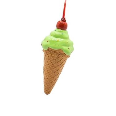 Imagem de Esquirla Enfeite de casquinha de sorvete, pingente de Natal, acessório para fotos, decoração de sobremesa colecionável para ambientes internos, externos, Verde