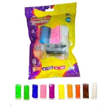 Imagem de Massinha Tipo Espuma Colorida Infantil 10 Cores – Embalagem Individual Aprendizado Artesanato Crianças
