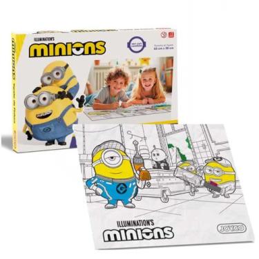 Imagem de Tapete Infantil Minions Lavável 65cm Colorir C/ 6 Canetinhas - Bambola