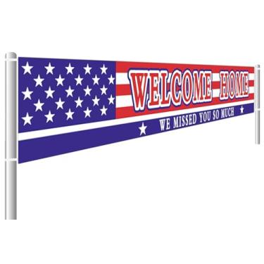 Imagem de (Casa) - Colormoon Grande Faixa de Boas-Vindas para Casa, Implantacao de Suprimentos para Festa de Retorno, Decoracoes de Festa de Boas-vindas do Exercito Militar, Decoracao de Casa Doce (3m x 0,5m)