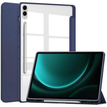 Imagem de Capa fina híbrida para Samsung Galaxy Tab S10 Lite / S10 FE / S9 FE de 10,9 polegadas, capa Ratesell à prova de choque com capa traseira transparente transparente, com suporte para caneta S azul