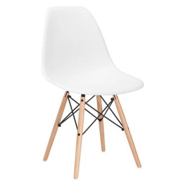 Imagem de Cadeira Charles Eames Eiffel DSW Branco Com Madeira Clara