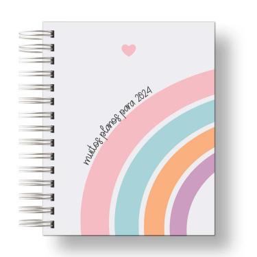 Imagem de Agenda 2024 Sua Organização Pessoal Branca Arco irís