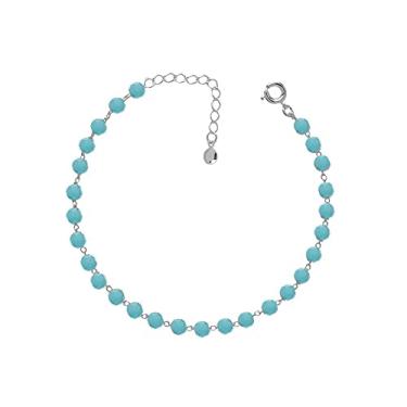 Imagem de Pulseira Miçangas Azul Folheado A Ouro 18k