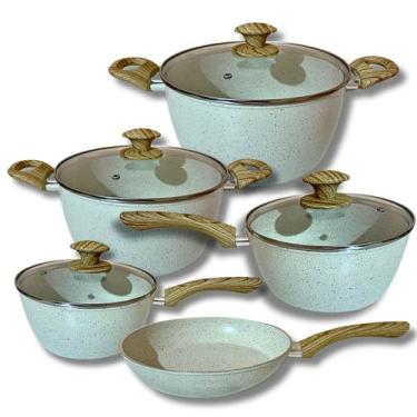 Imagem de Jogo De Panelas 5 Peças Casamiga Indução Cerâmico Com Tampas, Bege