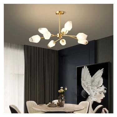 Imagem de Lustre de vidro de cobre moderno estilo luxo, compatível com sala de estar, quarto, sala de jantar, cozinha, lustre de latão dourado, luminária pendente, lâmpadas de lustre