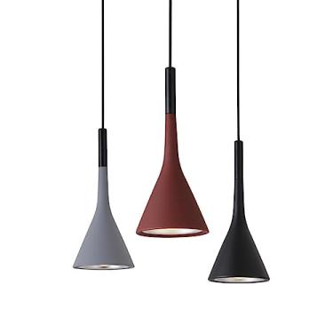 Imagem de Luminária pendente moderna para mesa de jantar, preta, vermelha, cinza, metal, alumínio, abajur, sala de jantar, E27, redonda, teto, altura ajustável, luminária pendente, industrial, decorat