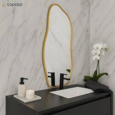 Imagem de Espelho Orgânico 90x40cm Moldura em Alumínio Corpo Inteiro Grande Magn