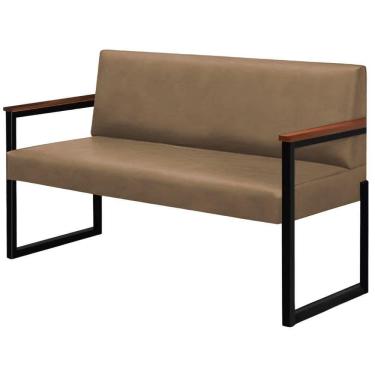 Imagem de Sofá 2 Lugares Niterói Couro Bege Em Metal Preto