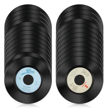 Imagem de Leptetek 25 discos de vinil reais, lote de discos de vinil de 18 cm para artesanato e decoração, estética de parede vintage, decoração de festa de rock & roll dos anos 70, 80, 90