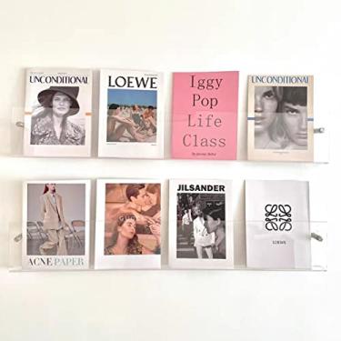 Imagem de Prateleira transparente para exibição de folhetos, suporte de exibição de parede de livraria, rack de organização de escritório doméstico, organizador de suporte de arquivo multiuso (tamanho: 60 cm