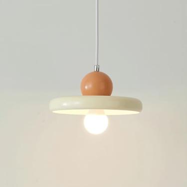Imagem de YQSLQZZ Luminária pendente pequena de cabeceira moderna, estilo creme, sala de jantar, cozinha, ilha, suspensa, luminária, mesa de jantar, corredor, acima da pia, lustre