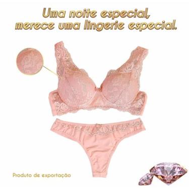 Imagem de Conjunto em renda. - Nobreza Real Lingerie, Rose, 46