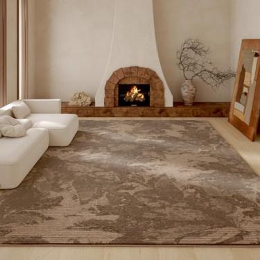 Imagem de Tapete de pelúcia para decoração de sala de estar, cor caramelo, para quarto, estilo americano retrô, com flores, tapete grosso para sala de estar (200x250 cm/A)