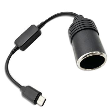 Imagem de PACLVIO Adaptador USB C para isqueiro de 12 V, DC 5 V para 12 V, cabo conversor tipo C para isqueiro de carro para câmera de painel, detector de radar, ventilador de carro, GPS eletrônico, luz LED