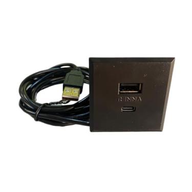 Imagem de Tomada C/ 2 Usb Renna Embutir Mesa/sofá Pop Preta Quad 2,1 A Cor Preto