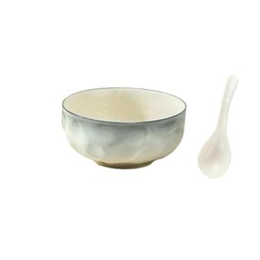 Imagem de Conjunto de pratos cinza claro de pedra colorida sob o esmalte simples - tigela de 15 cm + colher