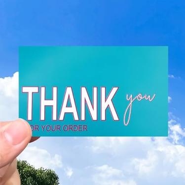 Imagem de Cartão de agradecimento pelo seu pedido, cartão de agradecimento do cliente, design minimalista, 5 x 9 cm, pacote com 50 azul-petróleo