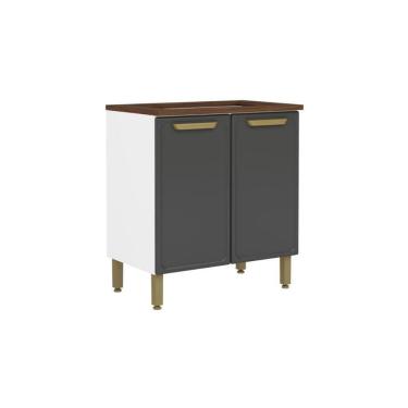 Imagem de Balcão De Cozinha P- Cooktop C- Tampo Bella C- 2 Portas 80cm Grafite - Bertolini