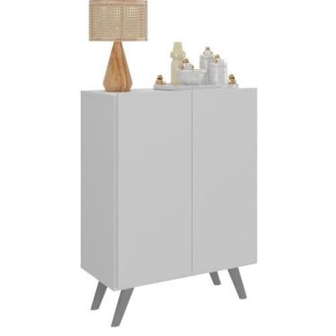 Imagem de Armário Cômoda Infantil 2 Portas Retrô Multimóveis Mp4231 Branco cinza