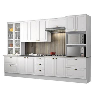 Imagem de Cozinha Completa Americana 6 Peças Com Torre Quente 2 Fornos Branco - Móveis Henn Branco