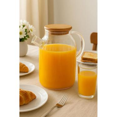 Imagem de Jarra De Vidro Com Tampa De Bambu 1700Ml Vitalis Transparent