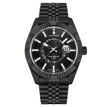Imagem de Relógio Masculino Sapphero Em Aço Inoxidável - Design Clássico Preto