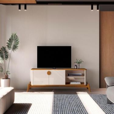 Imagem de Rack para TV até 60 Polegadas 140cm com Puxador e Pés em Madeira Maciç