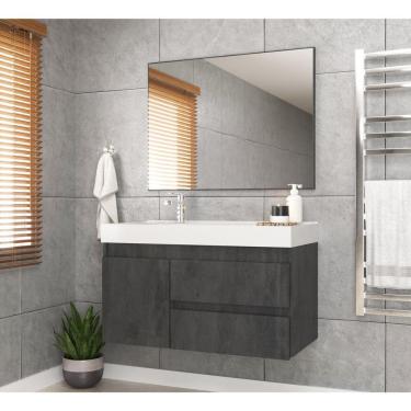 Imagem de Gabinete Banheiro Com Cuba E Espelheira 80Cm Multimóveis Vcr10074 Carbono Carbono