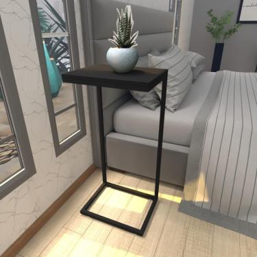 Imagem de Mesa De Cabeceira Industrial Preta Mdf Canto Quarto Mesas De Cabeceira Mesinha Cabeçeira Cabiceira