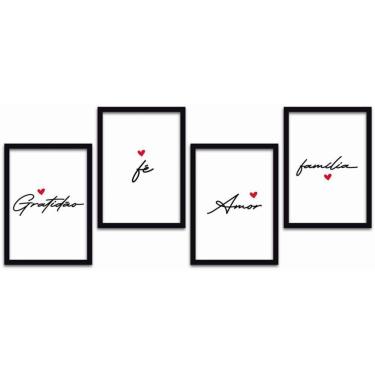 Imagem de Conjunto Quadros Decorativos 4 pçs MDF 30x40 Amor e Familia