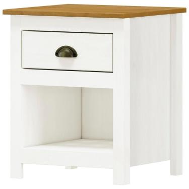Imagem de Mesa De Cabeceira 1 Gav Madeira Maciça 46 Cm 9100 Branco Freijo Milani Store