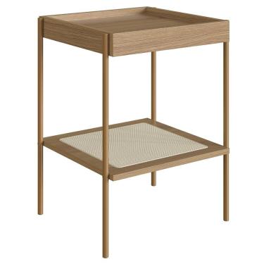 Imagem de Mesa Lateral Com Prateleira Pé Metal Arlo A10 Hanover-dourado - Mpozenato