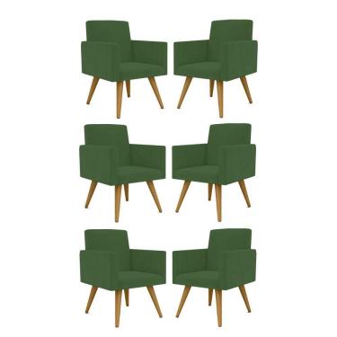 Imagem de Kit 06 Cadeiras Poltronas Decorativa - Escritório - Recepção Cor:verde