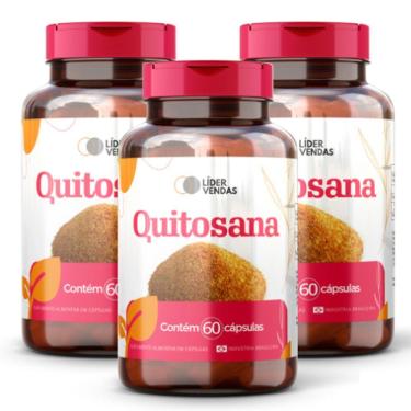 Imagem de Quitosana Premium 500mg 60 Cap - 3 Potes A Fibra Natural Que Ajuda Na Redução De Gordura Corporal E Controle De