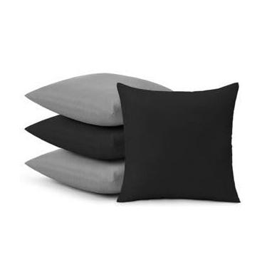 Imagem de Kit com 4 Almofadas Decorativas 45x45cm com Enchimento | Almofadas Coloridas para Sala, Quarto e Sofá | Capas em Microfibra com Zíper(MX_PRETO&CINZA LISO)
