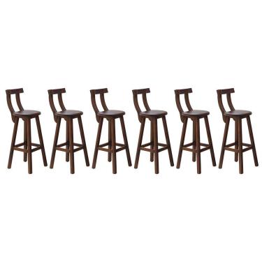 Imagem de Kit 6 Banquetas Alta Com Encosto Madeira Maciça - Imbuia