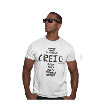 Imagem de Blusas Camisa Cristã Religiosa Quando Penso em Desistir João 3.16 Teci
