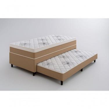 Imagem de Cama Box Conjugada Com Auxiliar De Molas Solteiro 88x188 Suede