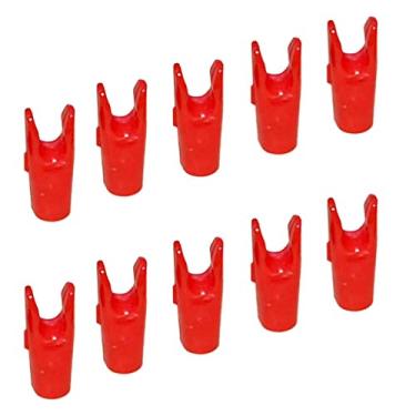 Imagem de Luzhengyang 10 peças de flecha de plástico para caça ao arco e flecha: Conjunto de 14 mm DIY Snap Nock de qualidade premium para arco composto e esportes tradicionais - Vermelho