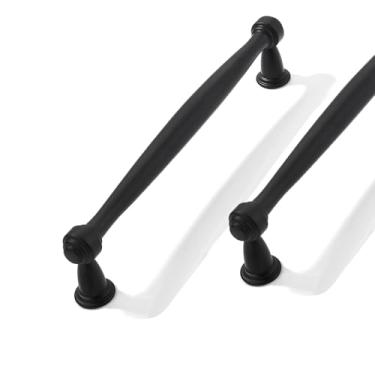 Imagem de CABDM 2 unidades de 152 mm (6 polegadas) de centro a centro preto fosco puxadores de armário puxadores de armário sólidos puxadores de gaveta resistentes cômodos cozinhas quartos