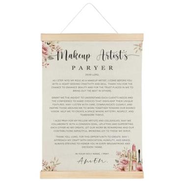 Imagem de ATBWGT Decoração de arte de parede de oração de maquiador cristão, presentes para esteticista, pôster de oração inspiradora, moldura para salão de beleza de cosmetologia, estúdio, 30 x 40 cm