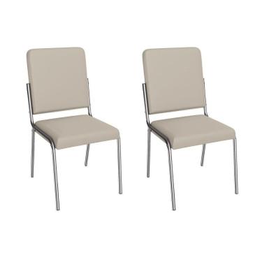 Imagem de Cadeira Sala De Jantar Genebra 2c129cr Aço Kit 2 Un Cromado/ano Bege - Kappesberg
